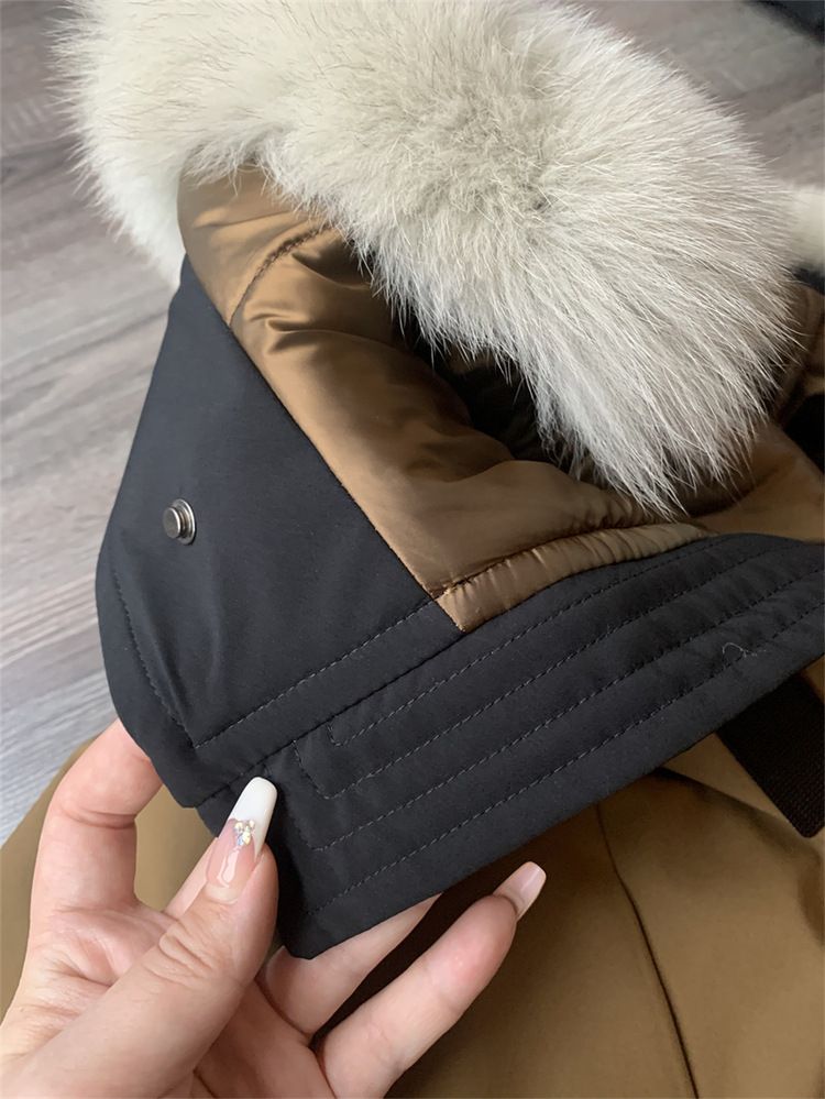 Negozio di abbigliamento maschile 2K+ 90 giacca in seta e cotone con cappuccio in pelliccia di volpe invernale da uomo, calda e spessa, tinta unita, casual_voghion.com