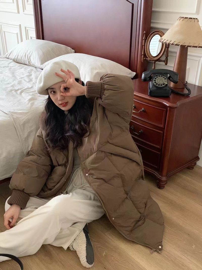 Damenmode lange Kapuzenjacke Warme Jacke_voghion.com