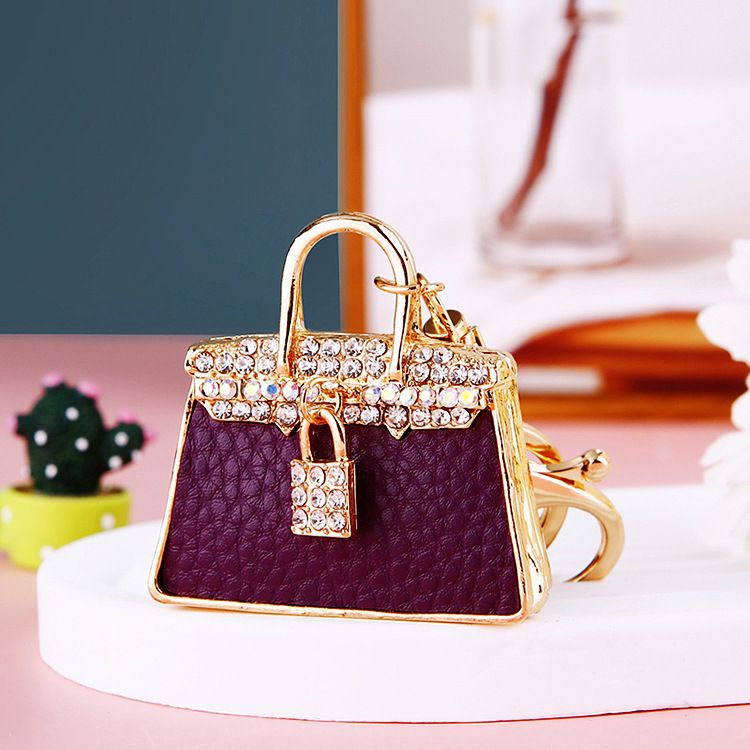 Portachiavi per auto con ciondolo per borsa in vera pelle con strass e stampa leopardata, stile coreano, creativo, in metallo, con anello portachiavi, regalo_voghion.com