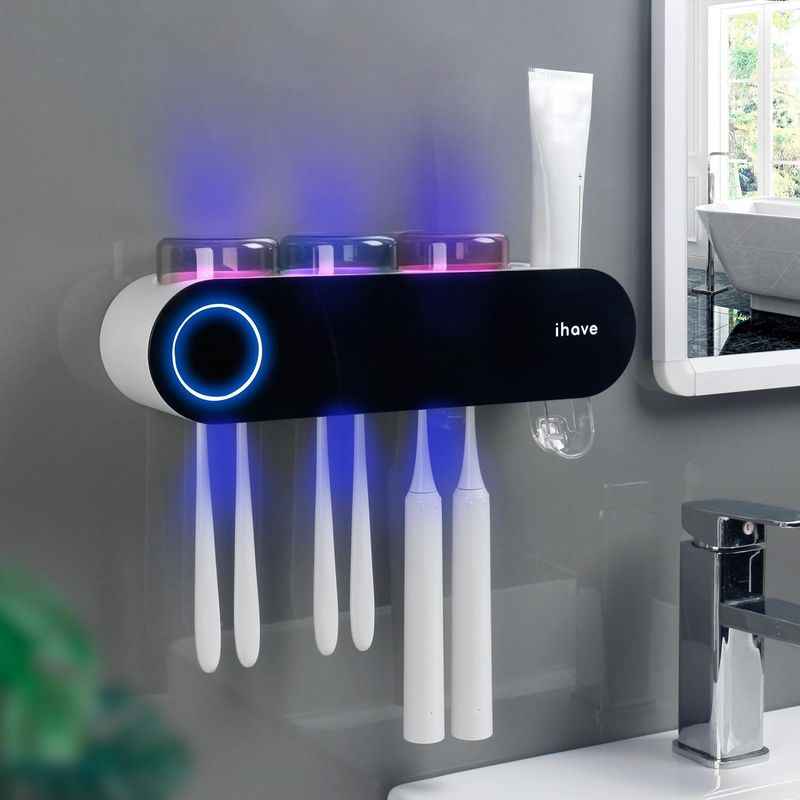 UV-Zahnbürstensterilisator - 3-Slot-Wandhalterung mit Spender_voghion.com
