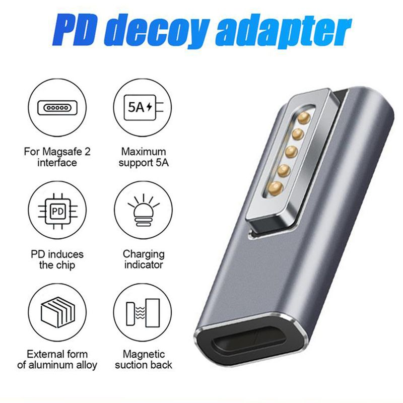 Farfi Adapter Konverter PD Quick Charge Aluminium Legierung Typ-C zu Mag-sicher 1/2 Magnetische Lade Anschluss für Buch_voghion.com