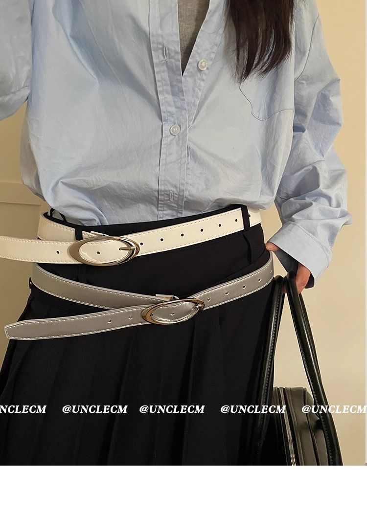 Neuer heiß verkaufter Nischengürtel für Damen im Frühling, vielseitiger dekorativer Gürtel, unregelmäßig oval, einfacher koreanischer Stil_voghion.com