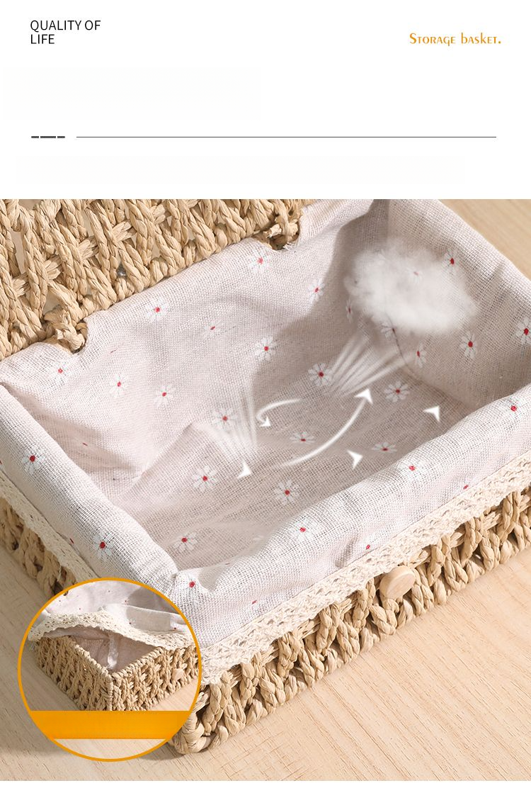 Woven Tea Table, Household Straw Woven Miscellaneous Storage, Desktop Toy Key, Cosmetics, Living Room Snacks, Drawer_voghion.com