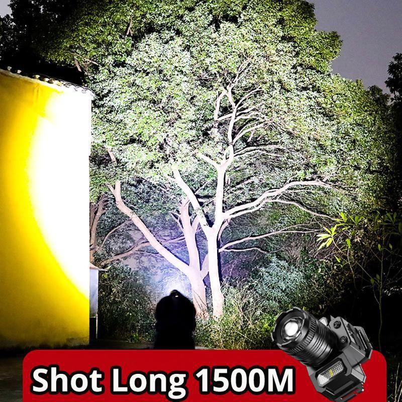 Faro con sensore di luce forte Faro portatile con zoom ruotabile a LED Lampada da esterno ricaricabile impermeabile montata sulla testa XYZ_voghion.com