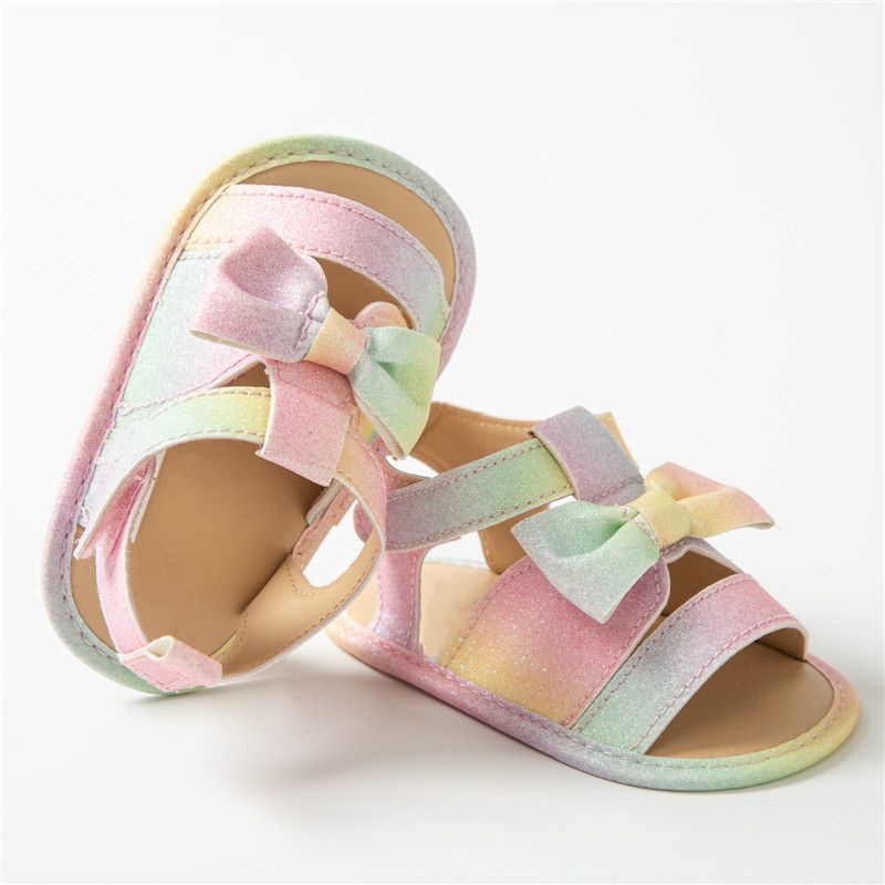Mutter & Kinder Sommer bunte pailletten bowknot baby mädchen sandalen indoor 0-1 jahre altes baby schuhe weiche sohle mode kleinkind schuhe_voghion.com