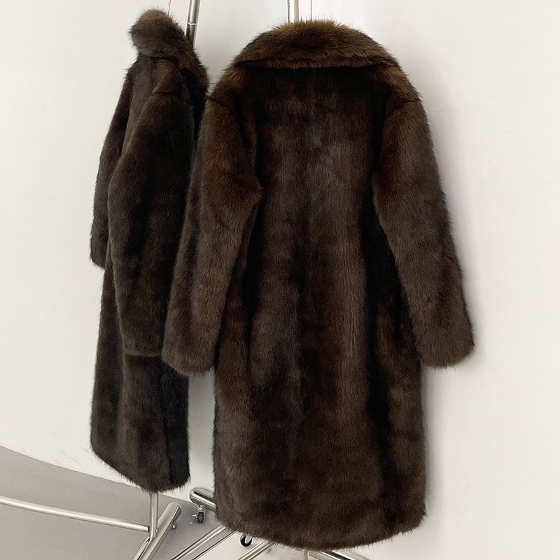 Elegante cappotto lungo in pelliccia sintetica da donna - Giacca invernale con revers a lancia e frange, capospalla caldo ed elegante per l'ufficio e le occasioni serali_voghion.com