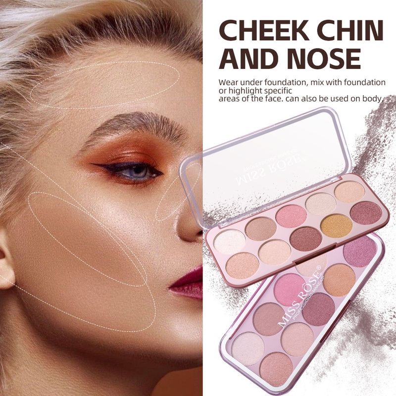 MISSROSE Natural Brightening Rouge Blush Palette Facial Contouring Pearlescent Fine Glitter Highlighter One Piece Palette Makeup_voghion.com