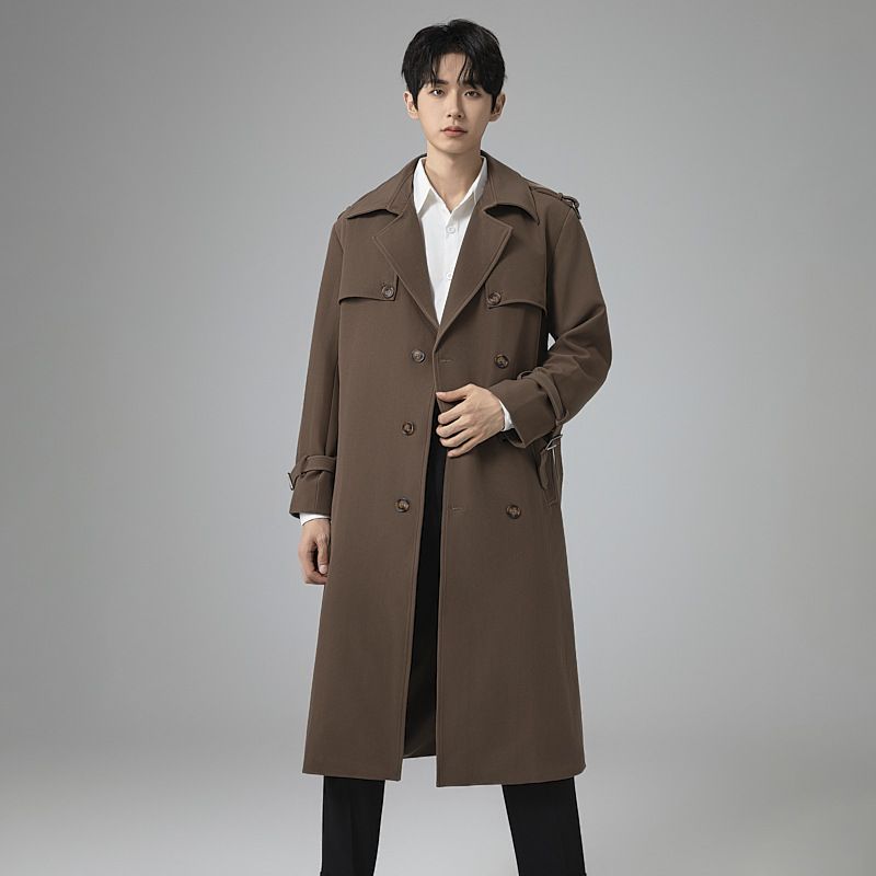 Men's Clothing Large size men's loose double breasted spring and autumn windbreaker men's super long over knee high end lapel design jacket men_voghion.com