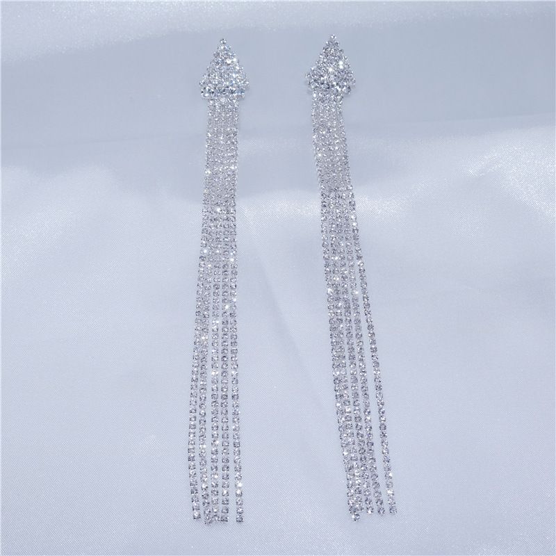 Orecchini a nappa con strass lucidi e lunghi, alla moda e di vendita calda, famosi su internet, esagerati, suggestivi, squisiti_voghion.com