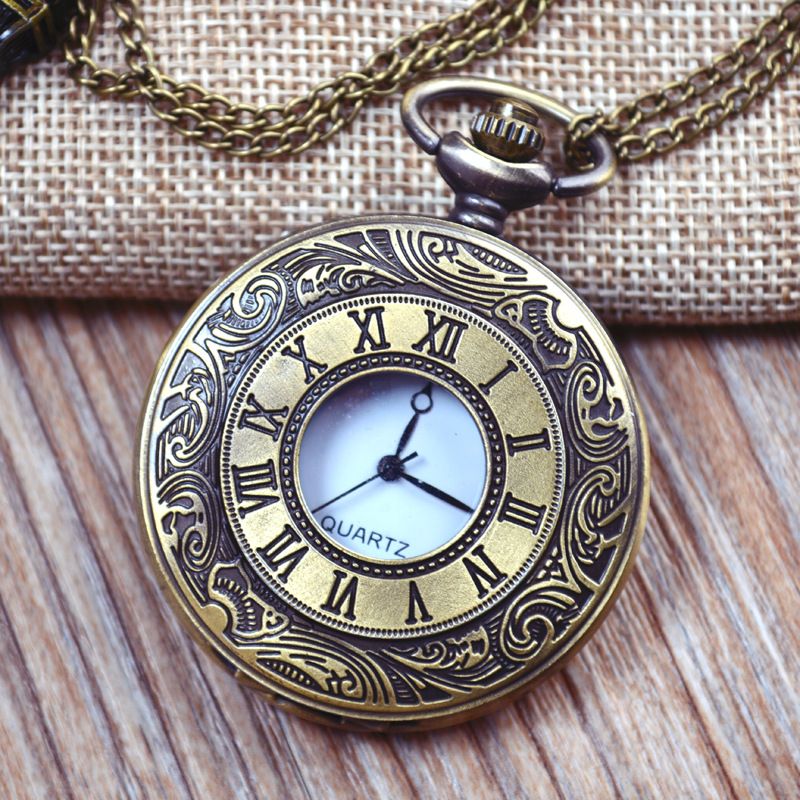 Fashionable countryside style pocket large double display Roman dial flip quartz watch_voghion.com