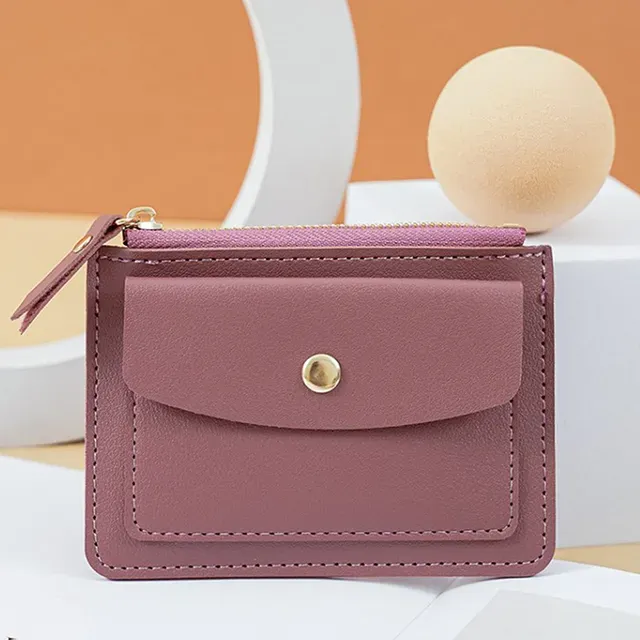 Portafoglio piccolo sottile in pelle da donna, portamonete multi-carte, semplice, con cerniera_voghion.com