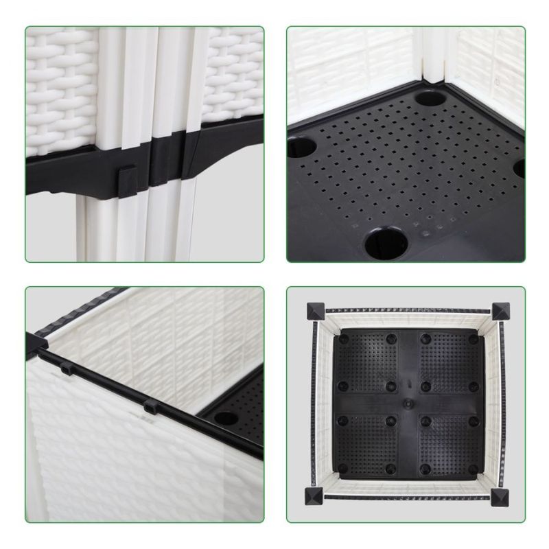 Rectangle White Bed Raised Elevated 2PCS Herb Vegetable Plant Flower Garden Planter Box_voghion.com