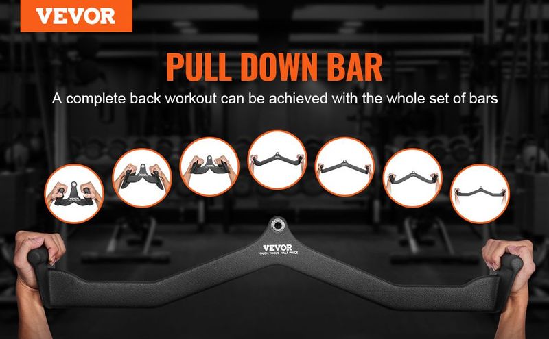 VEVOR LAT Pulldown Bar Handle Attachment V-bar T-bar Cable Machine For Home Gym_voghion.com