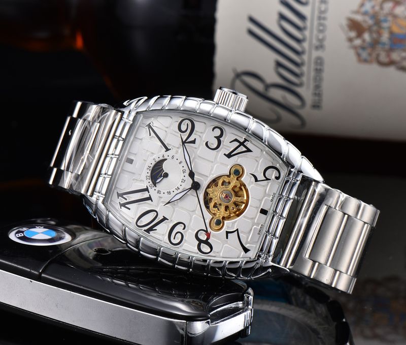 2023 Orologio da uomo quadrato con secchiello per vino francese, meccanico automatico trasparente, con testa di fantasma_voghion.com