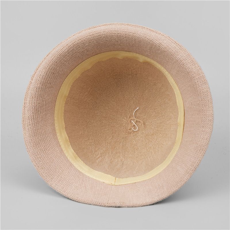 Middle-aged And Elderly Women's Bucket Autumn Winter Fashion Short Brim Rolled Edge Mom's Warm Knitted Fisherman Hat_voghion.com