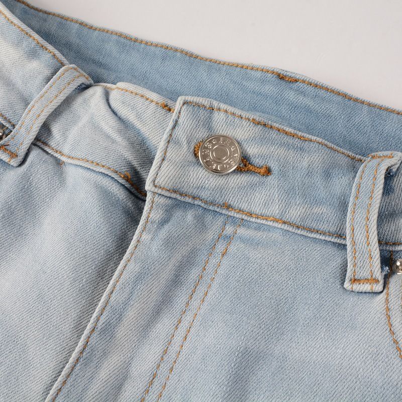 Herrenbekleidung Gewaschene Katzenschnurrhaare, zerknitterte Löcher, weiße Patchwork-Jeans mit elastischer Slim Fit-Röhrenjeans_voghion.com