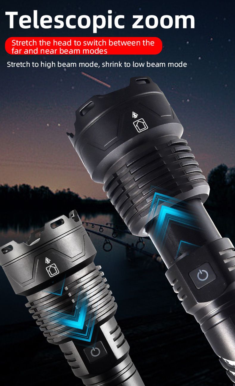 xhp199 Xhp160 With Power Bank Type-C Fast Charging Outdoor Strong Light Tactical Flashlight_voghion.com
