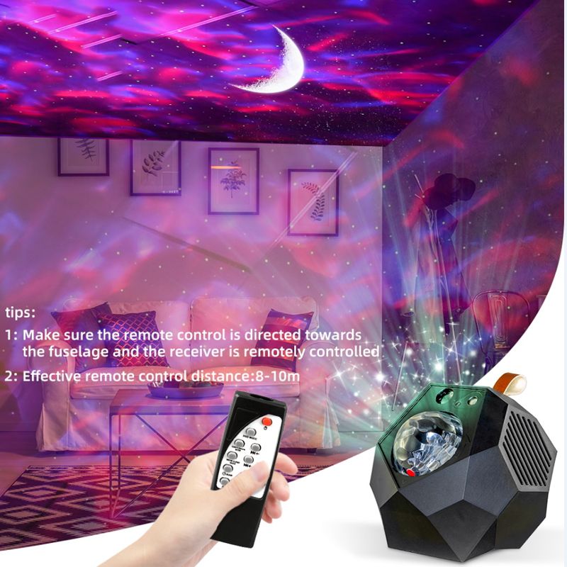Projektor nocny LED Starry Sky z pilotem, przenośna dekoracja nocna do salonu, lampa stołowa, atmosfera, Bluetooth, lampka nocna_voghion.com