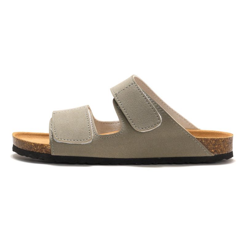 RUIZUSTOCK Cork Slippers Trendy Student One-Strap Double Strap Men's Beach Shoes Nubuck Leather_voghion.com