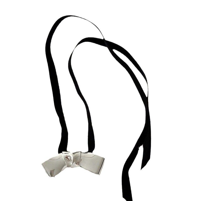 Ins Niche High-End Velvet Ribbon New Large Bow Necklace Choker Sweet Temperament Sweater Chain_voghion.com