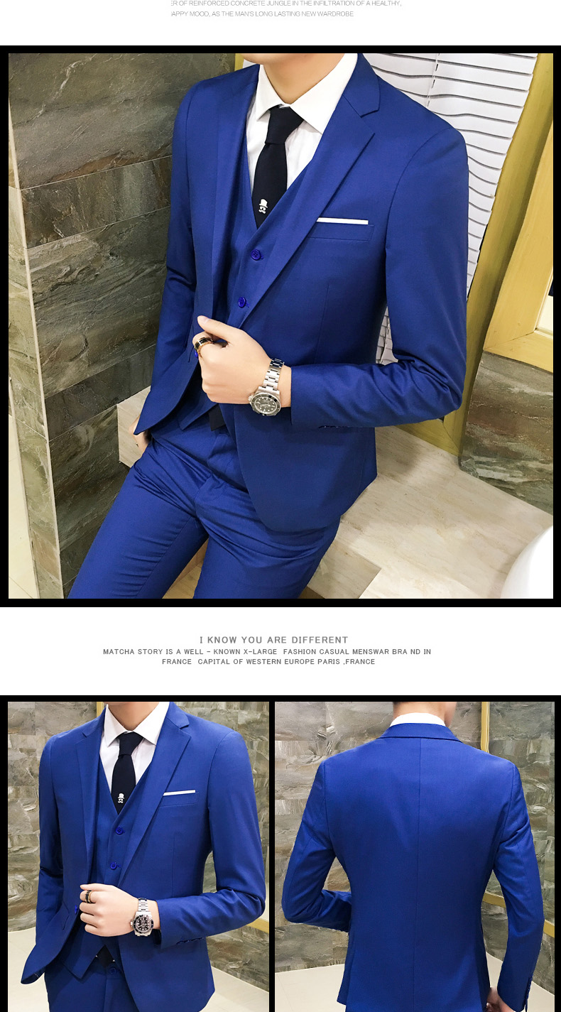 Herreklær tredelt dress koreansk stil slank liten dress profesjonell formell dress forloverklær brudgommen brudekjole_voghion.com