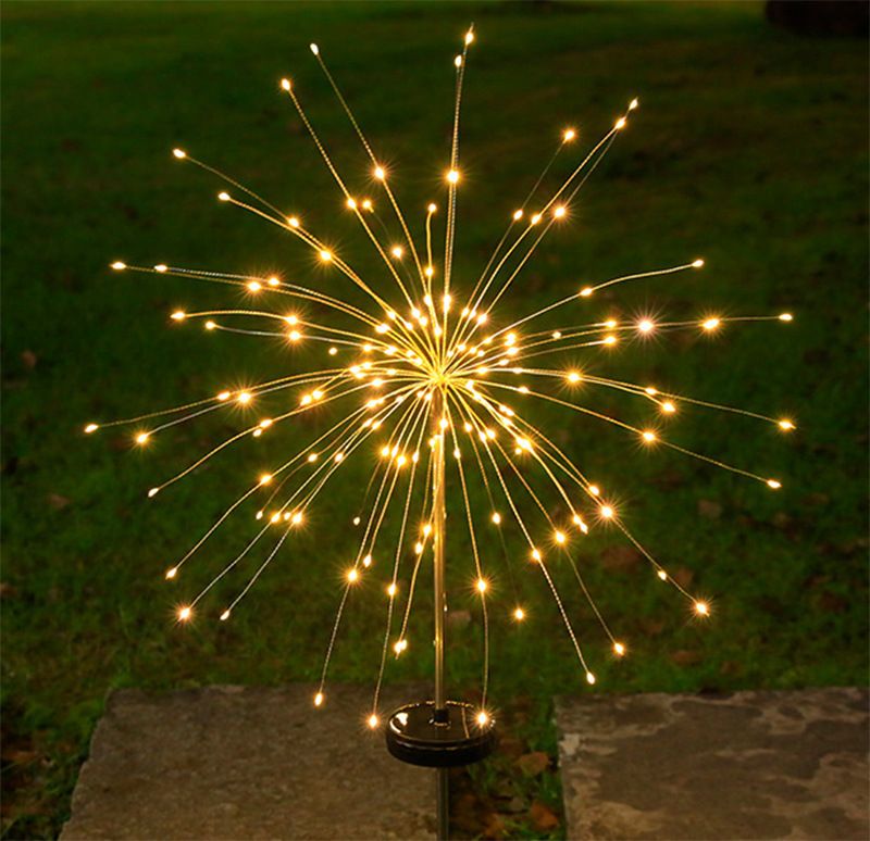 Luzes de fogo de artifício solares - Luzes de corda para ambientes externos à prova d'água IP65 com 8 modos, 60/90/120/150/180/200/360/480 LEDs para jardim, pátio, camping_voghion.com