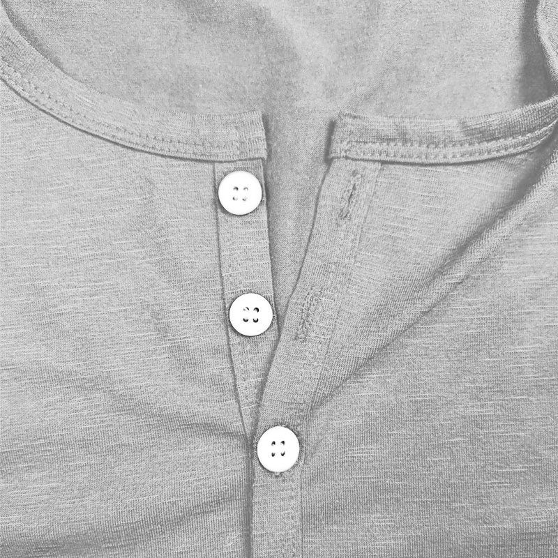 Maglietta a maniche corte slim fit casual tinta unita con nodo in bambù Henry Button da uomo, estate 2024_voghion.com
