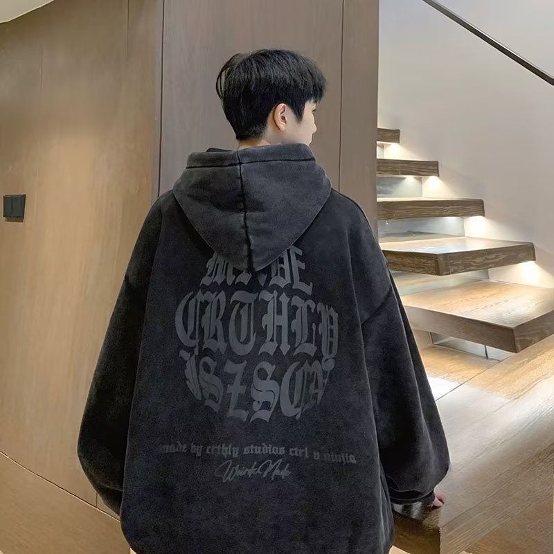 High Street Vibe Fleece Thickened Sweater Men's Ruffian Handsome High Sense_voghion.com