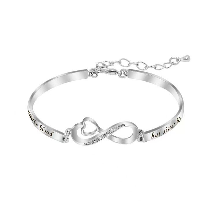 New Jewelry Simple Diamond-Encrusted Heart Bracelet Good Sister Best Friend Bangle Women's Gift_voghion.com
