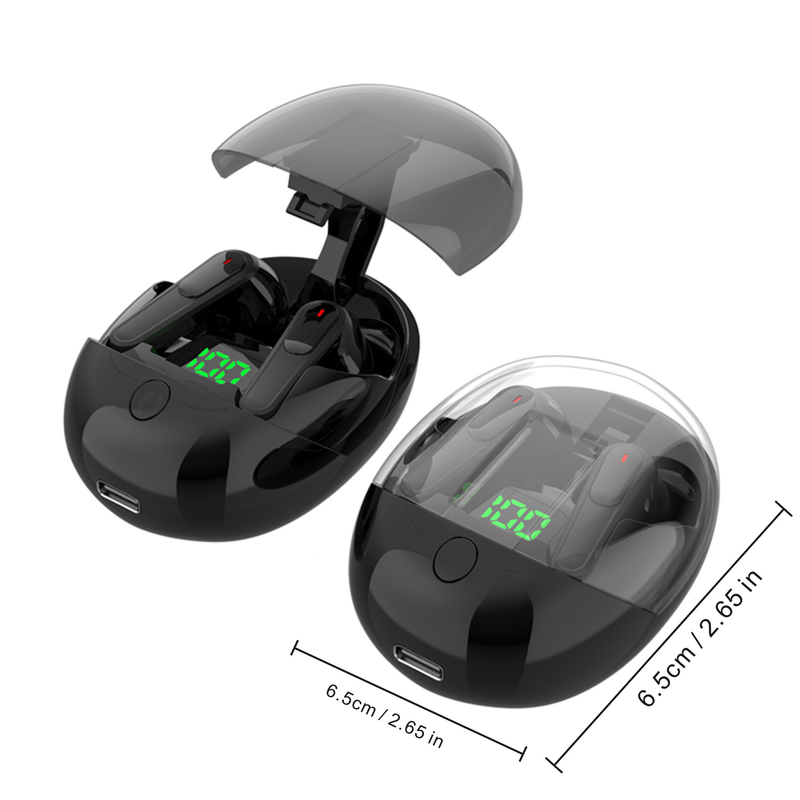 Pro One Click Open Cover alacsony fogyasztású átlátszó tok digitális kijelzővel ellátott mini Bluetooth fülhallgató_voghion.com