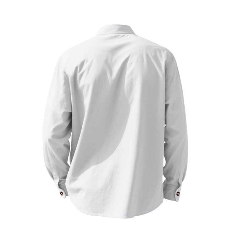 Camicia da uomo casual con colletto alto e maniche lunghe con bottoni, stampata con albero di cocco autunnale_voghion.com