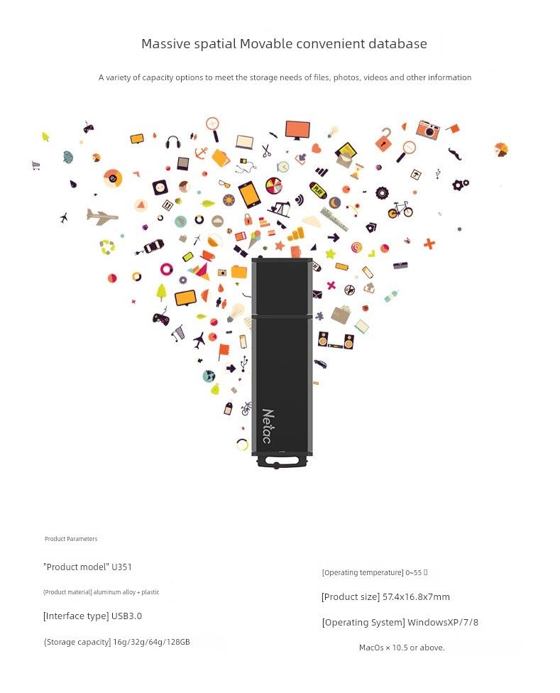 Langke 64G High-Speed USB3.0 Metal U351 Stylish 64gu Computer Business Bidding Creative USB Flash Disk 32G_voghion.com