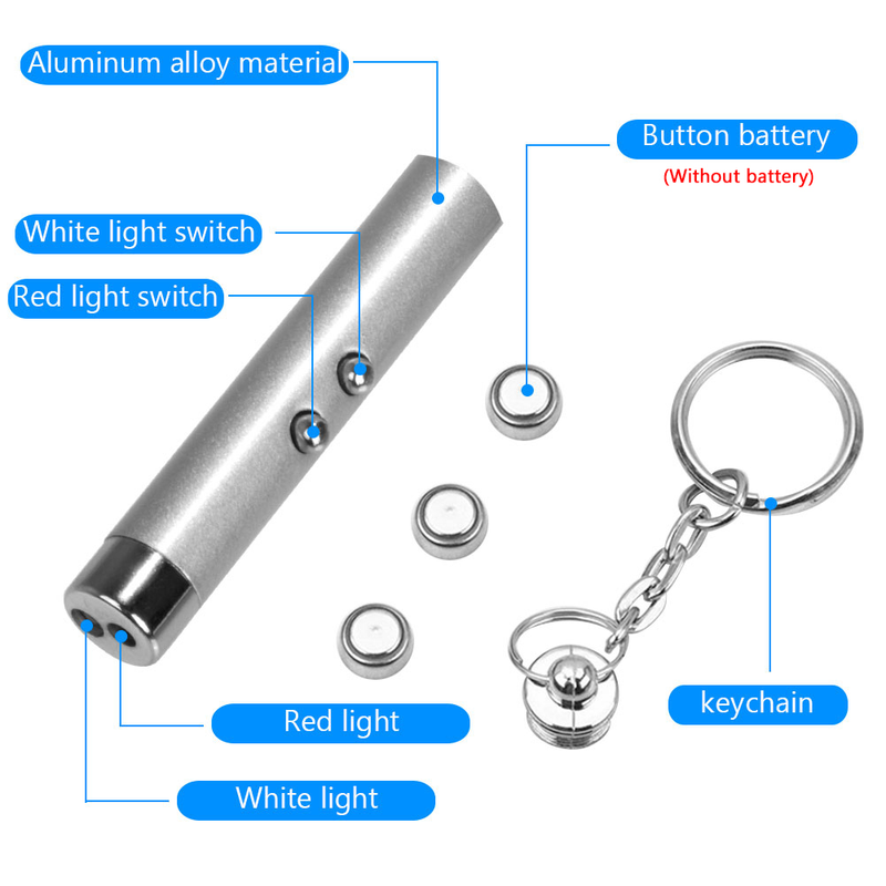 5Pcs 1mW Mini LED Red Pointer Light And White Flashlight Beam Light Pointer Pen For Multi Work Teaching Training Tool NO Battery_voghion.com