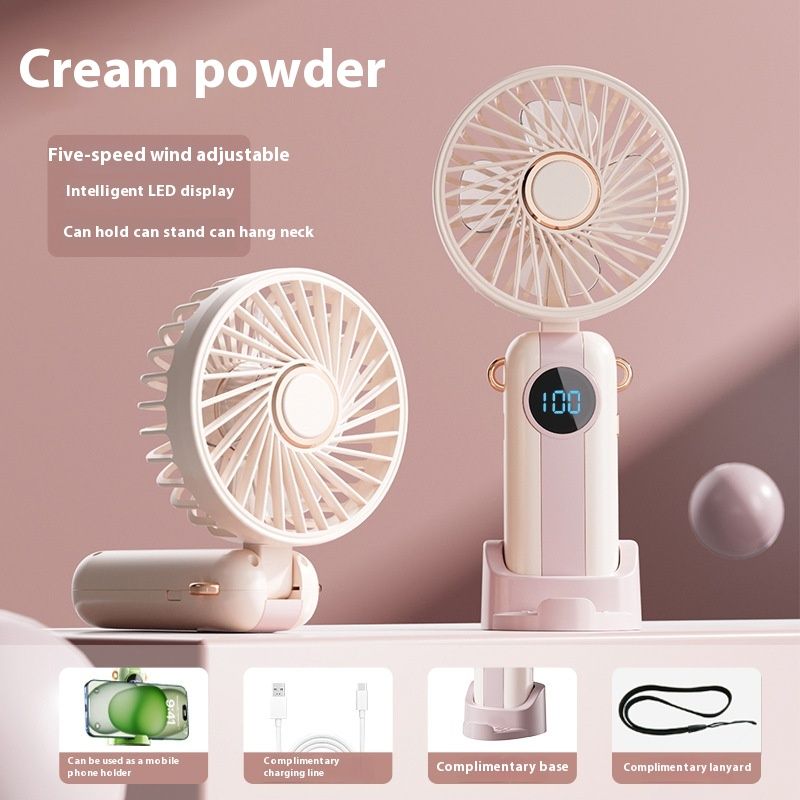 Novo ventilador portátil de mesa Ice Cool com suporte para pescoço e vento forte USB para presente_voghion.com