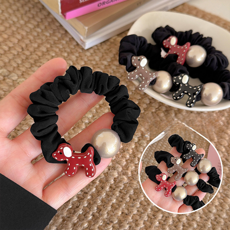 Elegante cravatta a forma di cucciolo coreano, semplice e versatile, con elastico in gomma, accessorio per capelli da donna_voghion.com