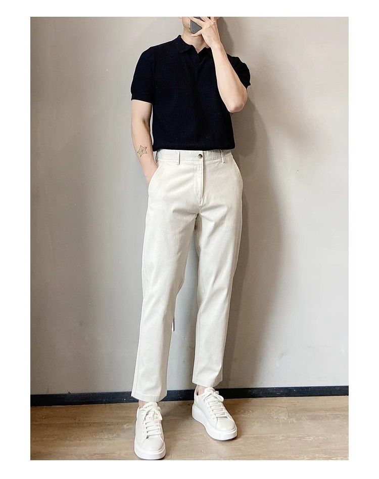 Polo da uomo in maglia leggera e traspirante, aderente, a maniche corte, stile americano, in seta ghiacciata, modello cross-border, con strisce antivento_voghion.com