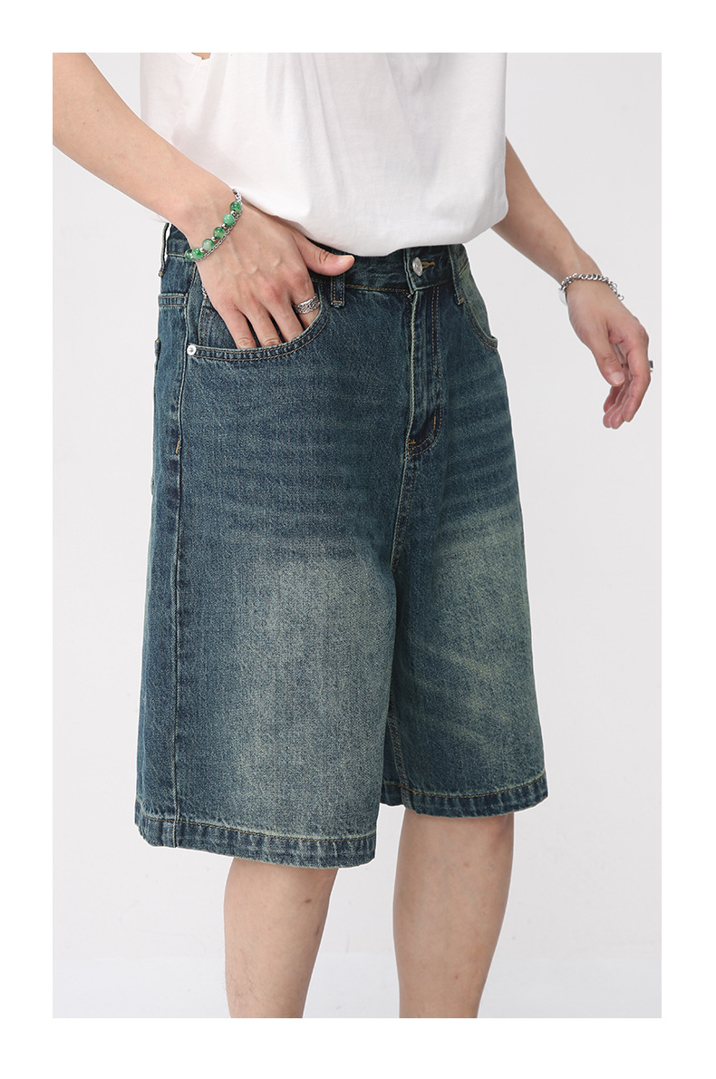 MTLCLOTHES Männerbekleedung|Männer Retro loose distressed Denim Shorts fënnef Punkt Hosen_voghion.com
