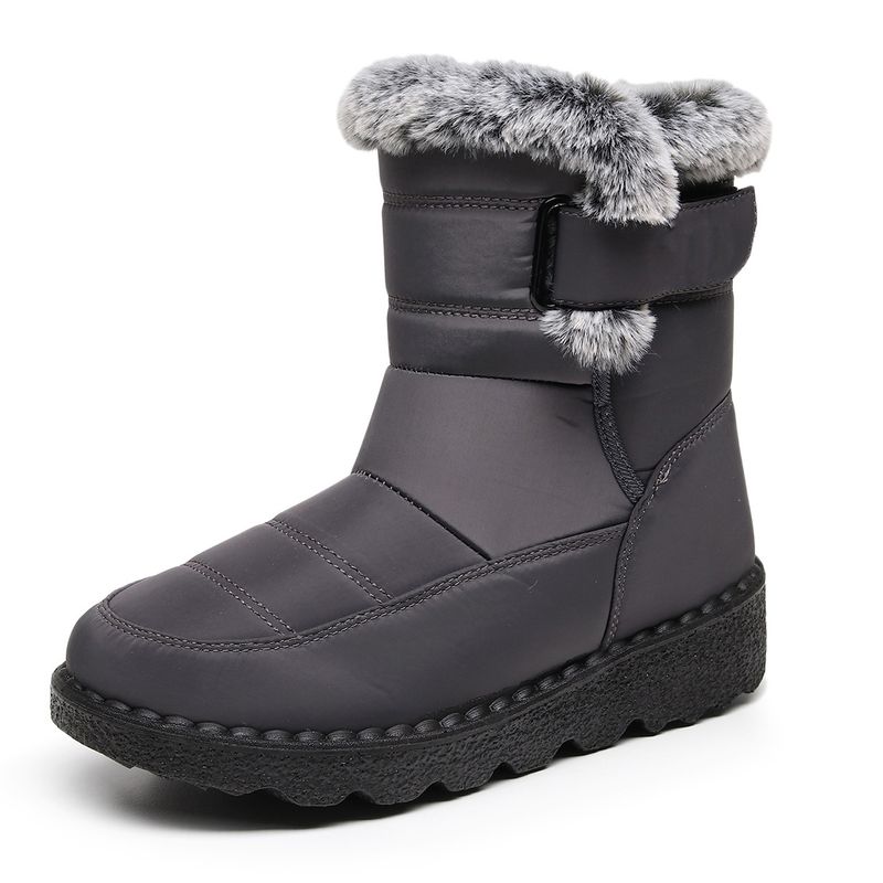 Women's High-Cut Winter Snow Boots With Faux Fur Lining, Waterproof Umbrella Fabric, PU Anti-Slip Sole, Adjustable Hook & Loop Closure (EU 36-45)_voghion.com