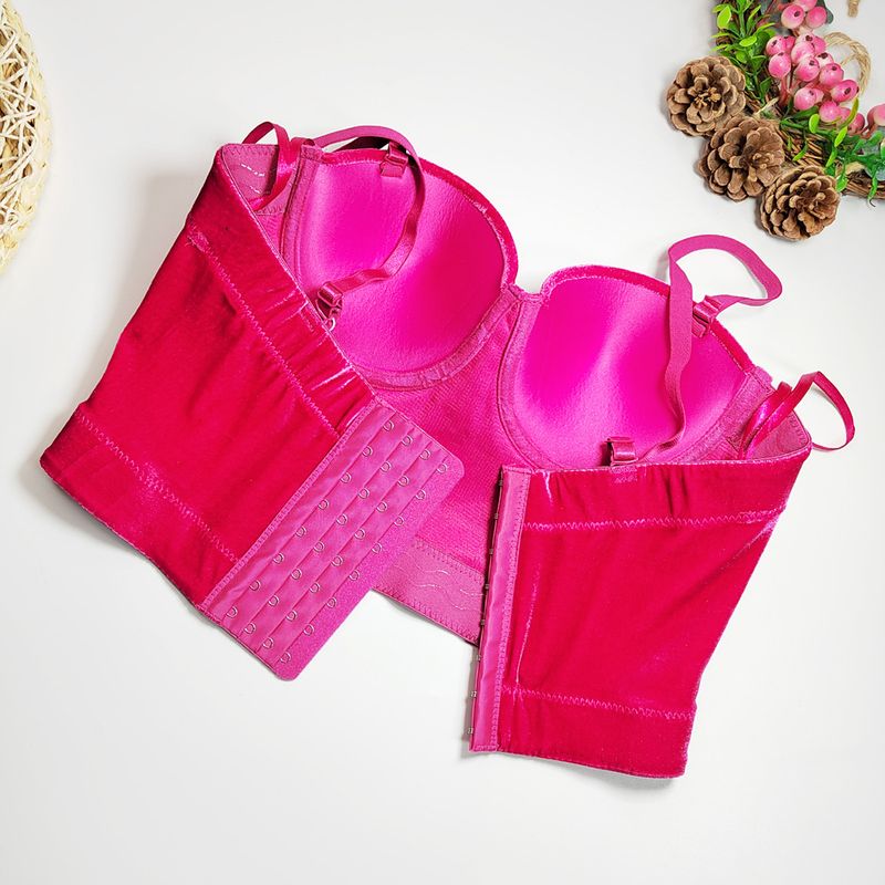 Vêtements pour femmes, bretelles en velours, vêtements d'extérieur, soutien-gorge en arête de poisson, couleur unie, velours coréen avec anneau en acier, gilet gainant, style court, haut tube polyvalent_voghion.com