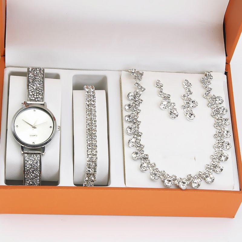 Neu Ohrringe Halskette Geschenk Uhr Braut Schmuck Vier-stück Set Frauen Armbanduhr_voghion.com