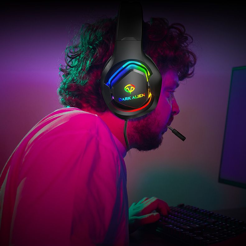 RGB E-sports Noise Reduction Headphones, Neck-hanging Karaoke 7.1 Chicken Headset, Wired Gaming Headset_voghion.com
