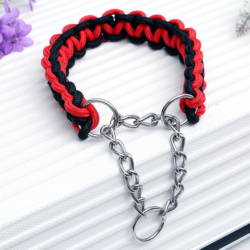 Collare per cani intrecciato a mano con corda rotonda multicolore, accessori per animali domestici_voghion.com