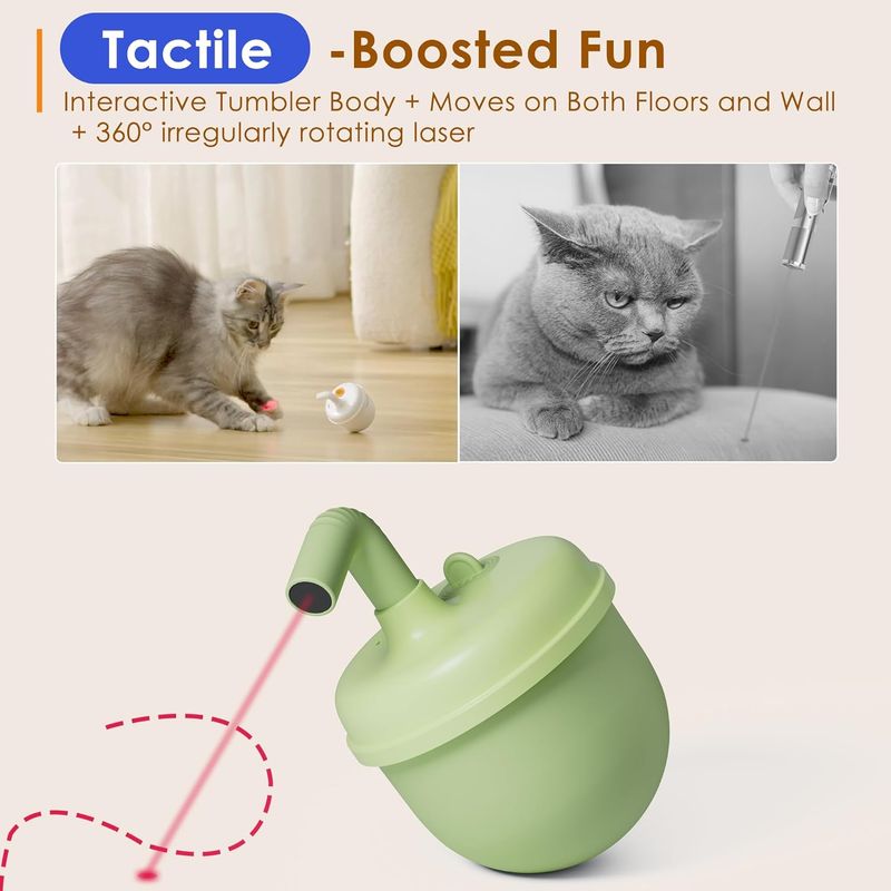 Automatisches interaktives Laserspielzeug für Katzen – selbstbalancierender, 360°-Auto-Spin-Laserpointer mit Katzenminzenloch, dreifach sensorisch – Sehen, Riechen und Tasten für Kätzchen_voghion.com