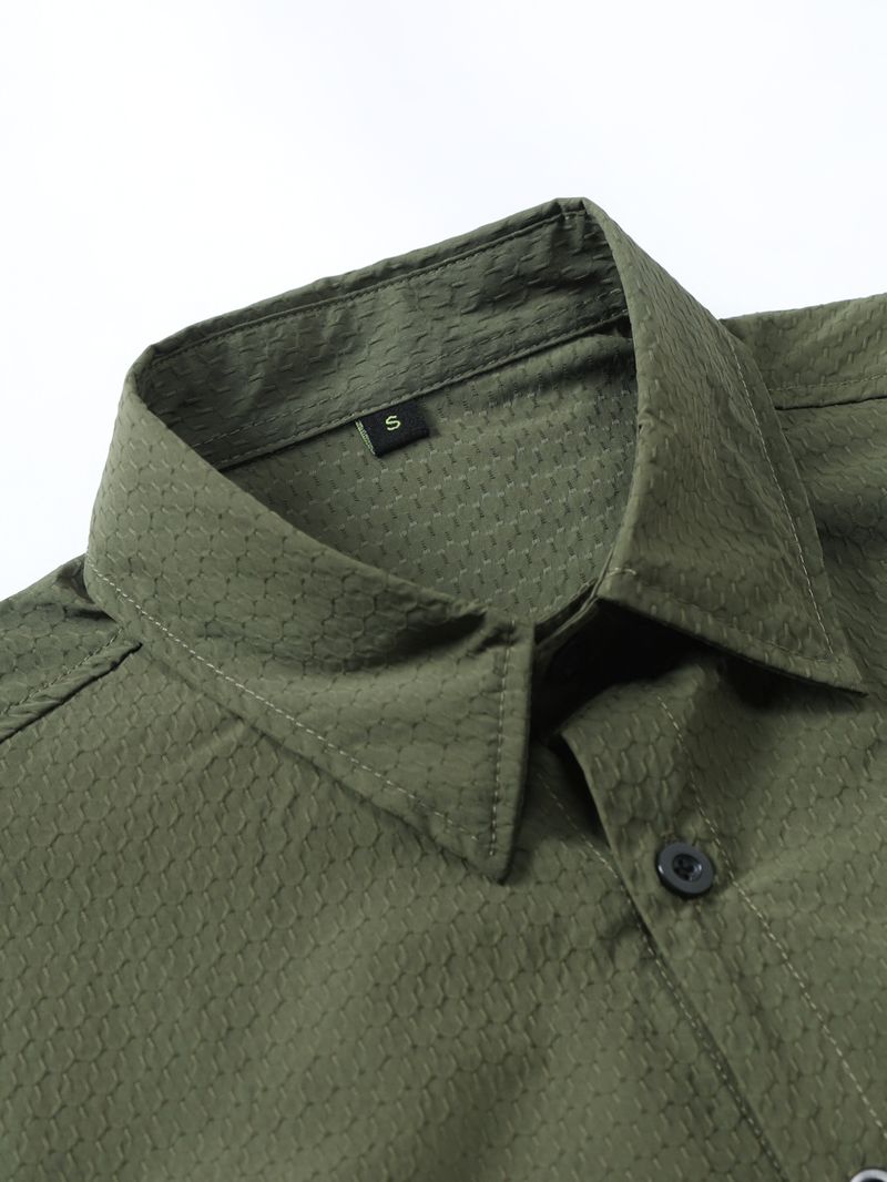 Moška oblačila pomlad in poletje nova evropska in ameriška moška enobarvna priložnostna srajca s kratkimi rokavi kardigan rever modna srajca čez mejo moški_voghion.com