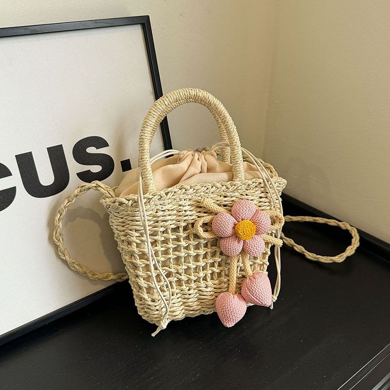 Woven For Women New Fashion Niche Shoulder Summer Vacation Beach Underarm Bucket Straw Bag_voghion.com