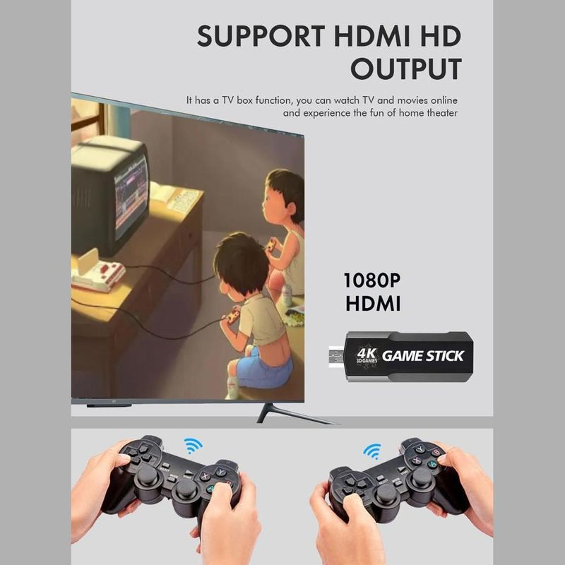 GD10 Stick Built-in 40000 Games 128GB/64GB/32GB 2.4G Wireless Controller Retro 4k HD Video Game Console_voghion.com