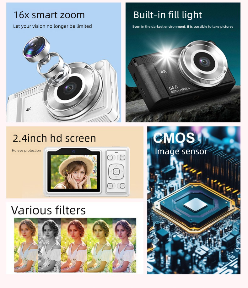 Nueva cámara digital CCD dual de alta definición para estudiantes con función selfie, pequeña cámara portátil_voghion.com