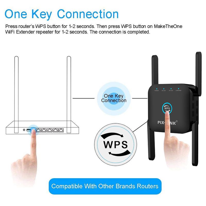 5G/2.4G WiFi atkārtotājs maršrutētājs pastiprinātājs liela diapazona paplašinātājs 1200M/300Mbps bezvadu pastiprinātājs mājas Wi-Fi signāla AP WPS vienkārša iestatīšana_voghion.com