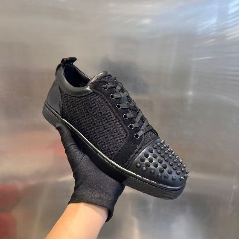 A Red Sole Rivets Men's Studs L Couple Style Women's Shoes With Rhinestones Casual Trendy Sneakers_voghion.com