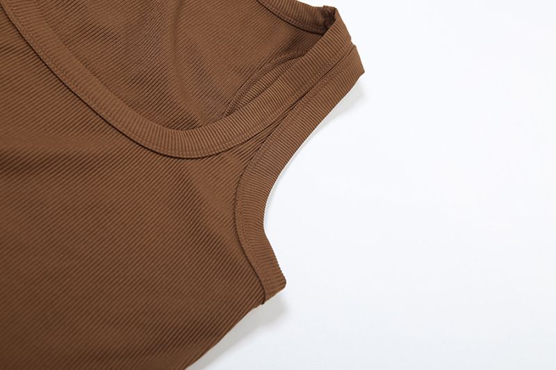 Damenbekleidung Herbstmode Lässig Rundhals Einfarbig Slim Fit I-förmige Weste Hohe Taille Shorts Anzug_voghion.com